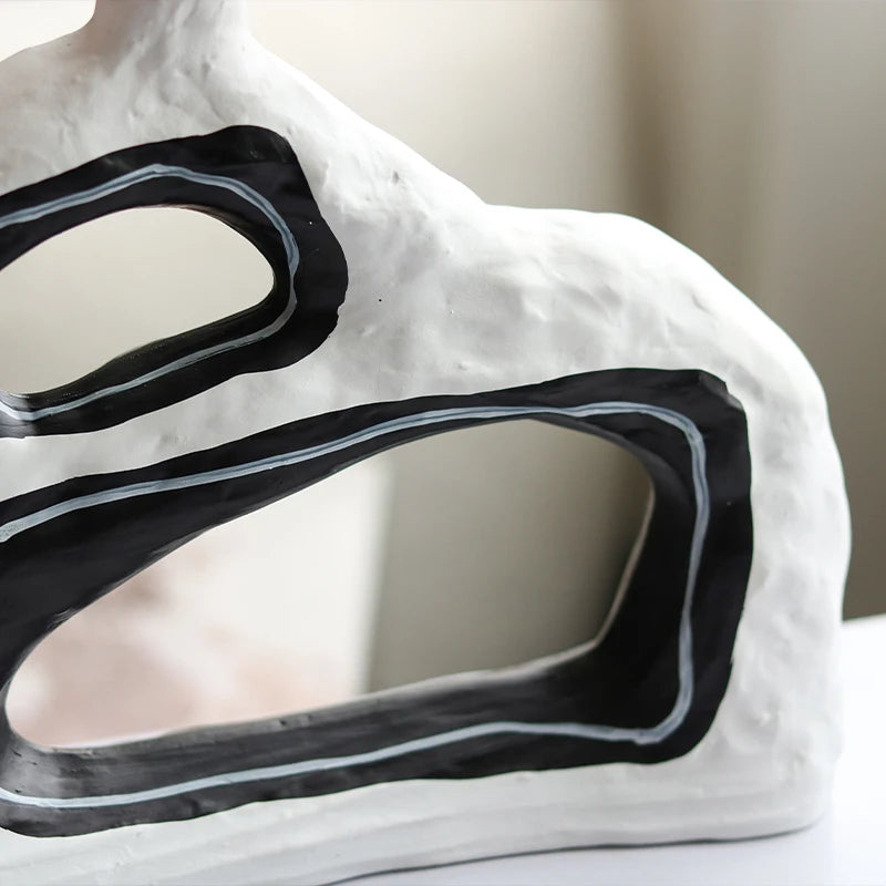 Eclectic Unique Black n White Black Vase - Artistic Vase Decor Home Decor cabinet Sleek Contemporary Sophisticated Unique Elegant Decorative Trendy stylish Minimalist Artistic Luxury Designer tabletop table decor accessories tableware living room decor coffee table decor