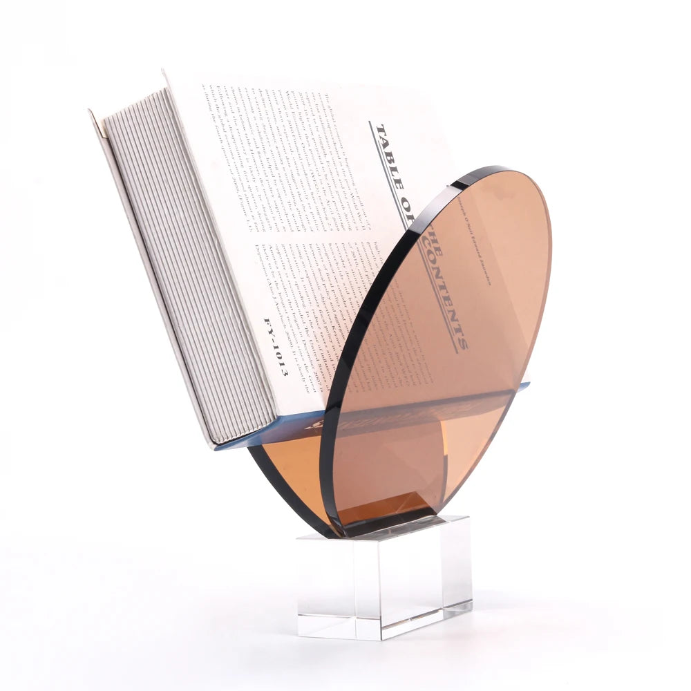 Bookend, Crystal Book Rack - Elegant Accessories Holder Home Decor Modern Sleek Contemporary book supports Unique Elegant Decorative Trendy Geometric Chic Minimalist Artistic Luxury Designer book holder tabletop table decor