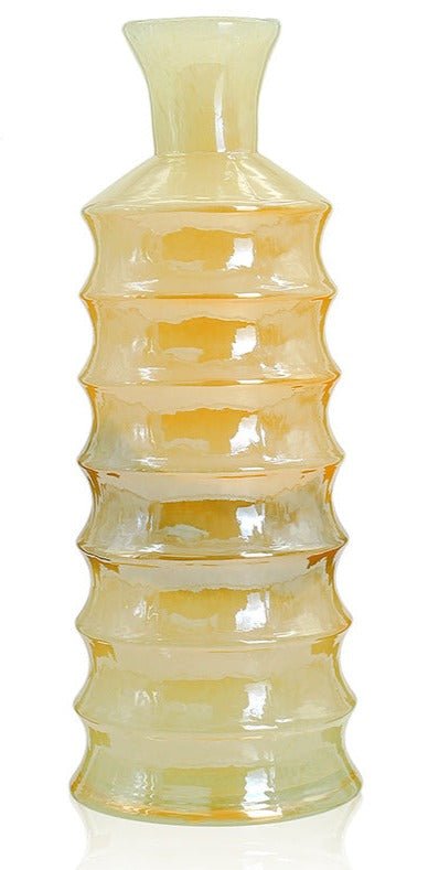 Beige Glass Vase Set - Versatile Elegance in Three Sizes Home Decor cabinet Sleek Contemporary Sophisticated Unique Elegant Decorative Trendy stylish Minimalist Artistic Luxury Designer tabletop table decor accessories tableware living room decor coffee table decor