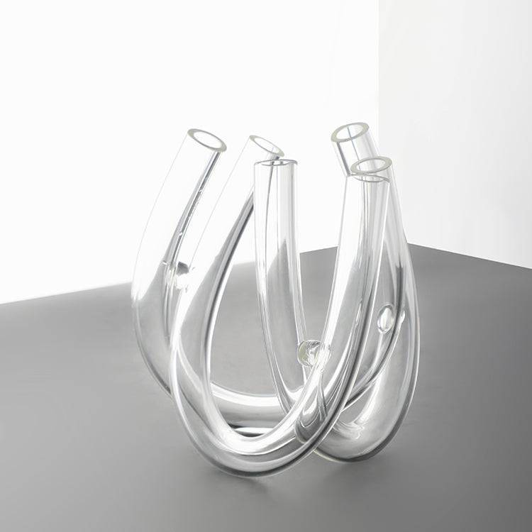 U shape transparent glass vase clear - Bliss Vie