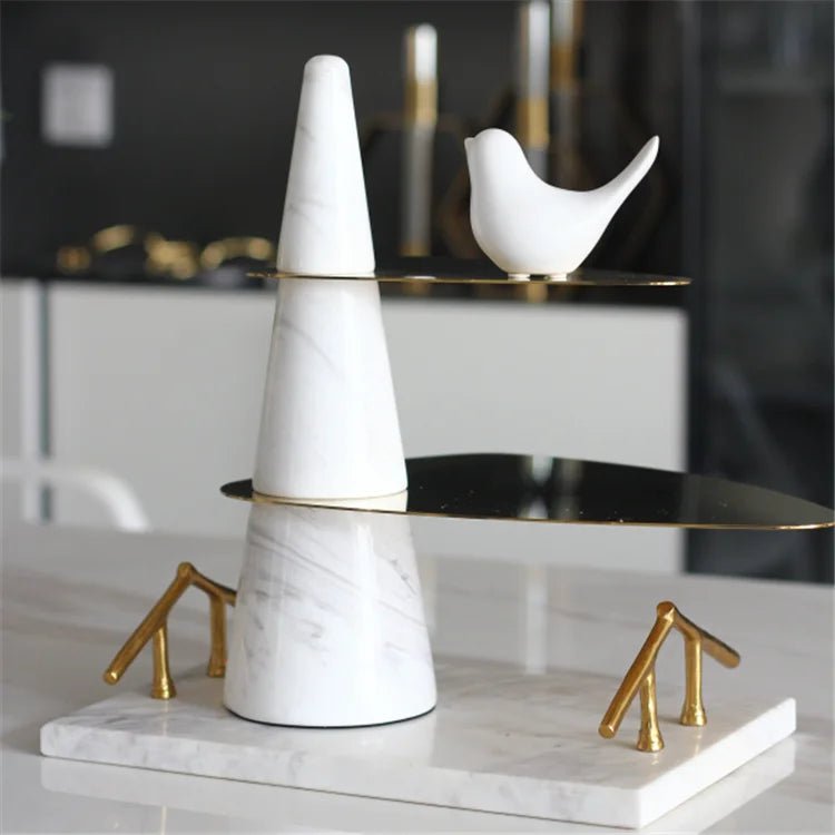 Artistic 2 Tier Cake Stand - Elegant Serving and Decor Piece Home Decor cabinet Sleek Contemporary Sophisticated Unique Elegant Decorative Trendy stylish Minimalist Artistic Luxury Designer tabletop table decor accessories tableware living room decor coffee table decor