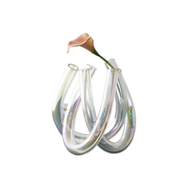 U shape transparent glass vase clear - Bliss Vie