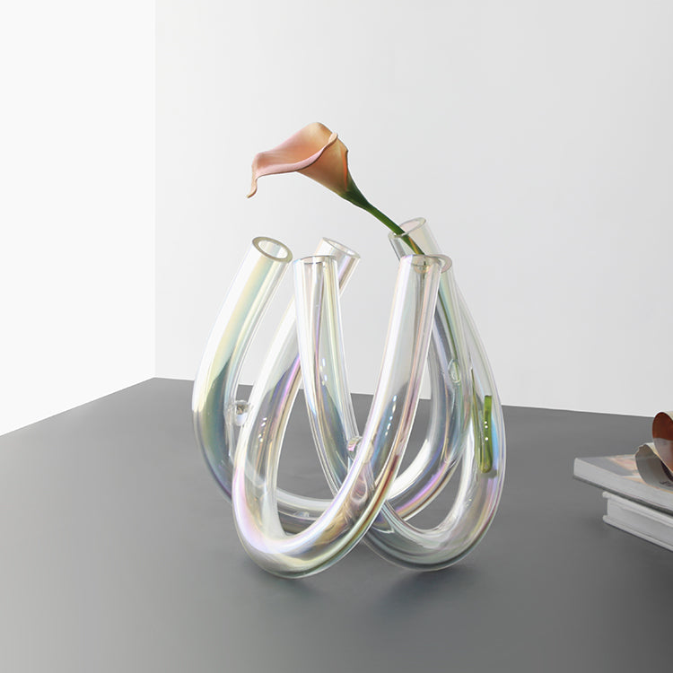 U shape transparent glass vase clear - Bliss Vie