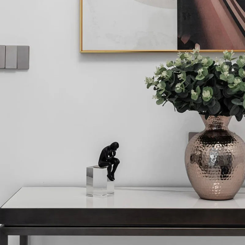 Elegant Thinking Man Sculpture - Cultivate Creativity Home Decor cabinet Sleek Contemporary Sophisticated Unique Elegant Decorative Trendy stylish Minimalist Artistic Luxury Designer tabletop table decor accessories tableware living room decor coffee table decor