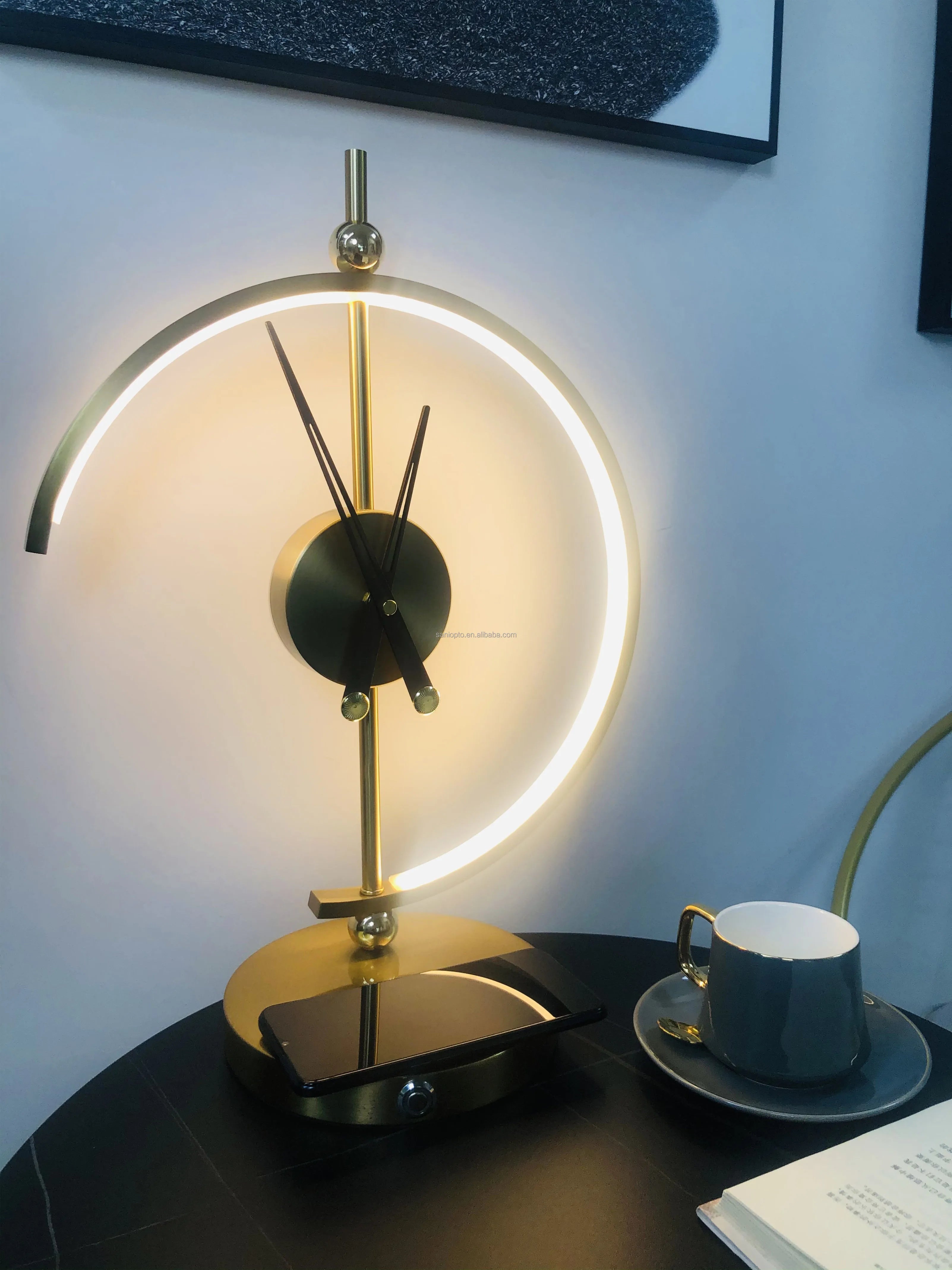 LED Clock Lamp With Clock and Qi Wireless Charger USB Port - Bliss Vie