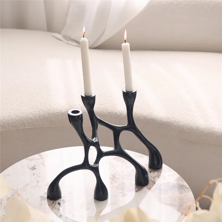 Cozy 3 Arm Candle Holder - Warm and Inviting Home Fragrance Accent Home Decor cabinet Sleek Contemporary Sophisticated Unique Elegant Decorative Trendy stylish Minimalist Artistic Luxury Designer tabletop table decor accessories tableware living room decor coffee table decor
