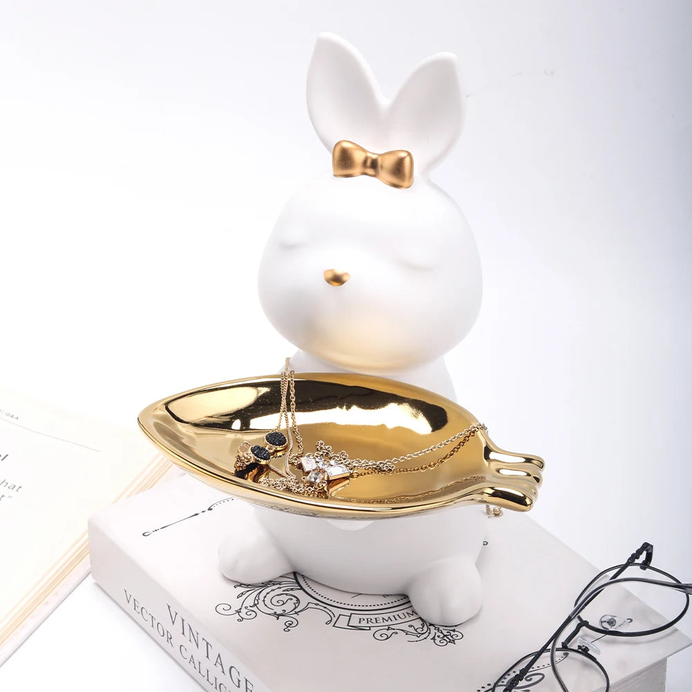 Cute Rabbit Figurine for Home Decor - Adorable Decor Accent cabinet Sleek Contemporary Sophisticated Unique Elegant Decorative Trendy stylish Minimalist Artistic Luxury Designer tabletop table decor accessories tableware living room decor coffee table decor