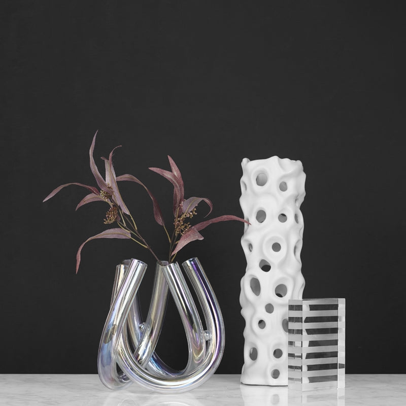 U shape transparent glass vase clear - Bliss Vie