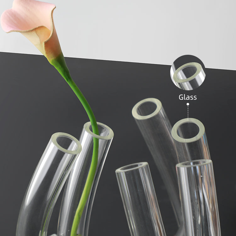 U shape transparent glass vase clear - Bliss Vie