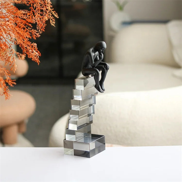 Unique Crystal Ladder Ornament - Luxurious Decor Accent Home Decor Crystal Sleek Contemporary Sophisticated Unique Elegant Decorative Trendy stylish Chic Minimalist Artistic Luxury Designer tabletop table decor