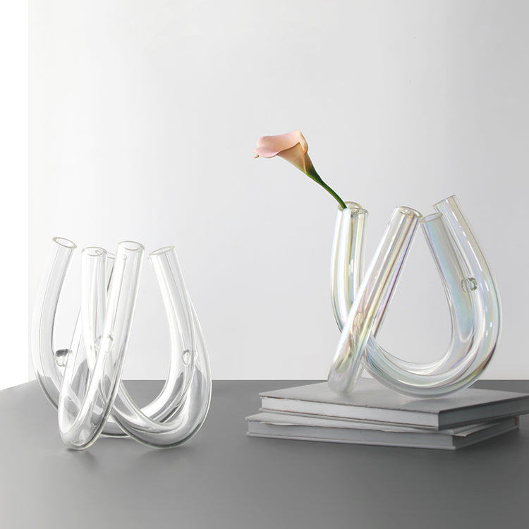 U shape transparent glass vase clear - Bliss Vie