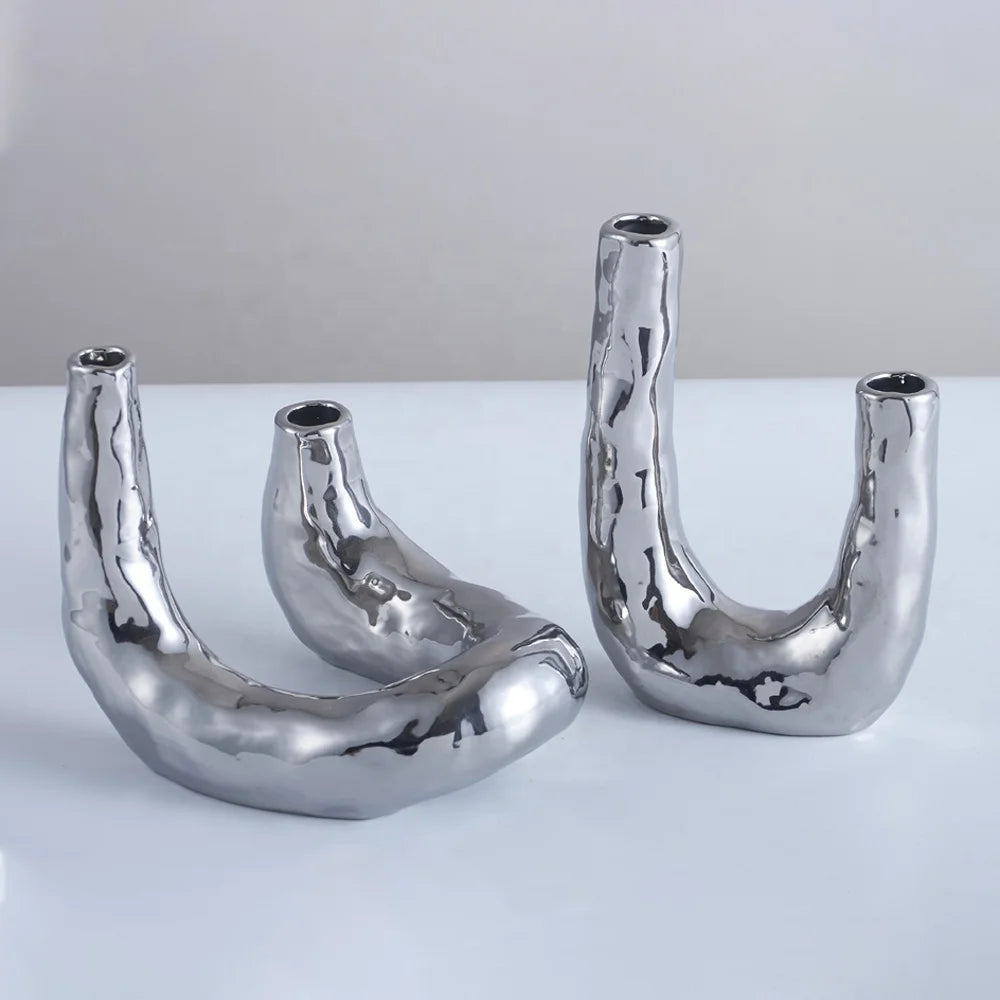 Ceramic Metal Vase - Bliss Vie