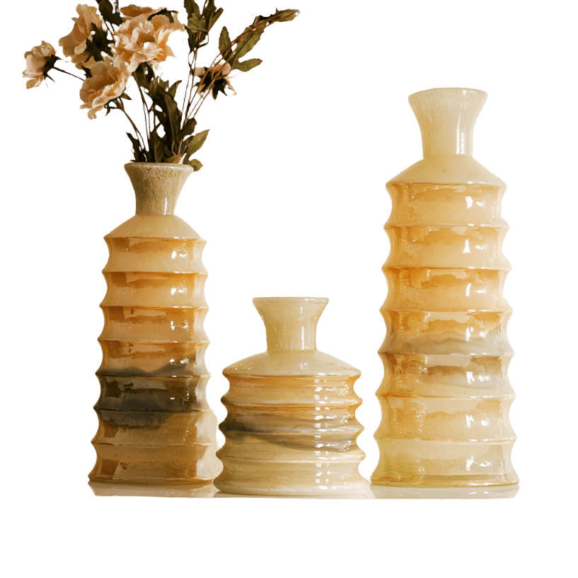 Beige Glass Vase - Bliss Vie
