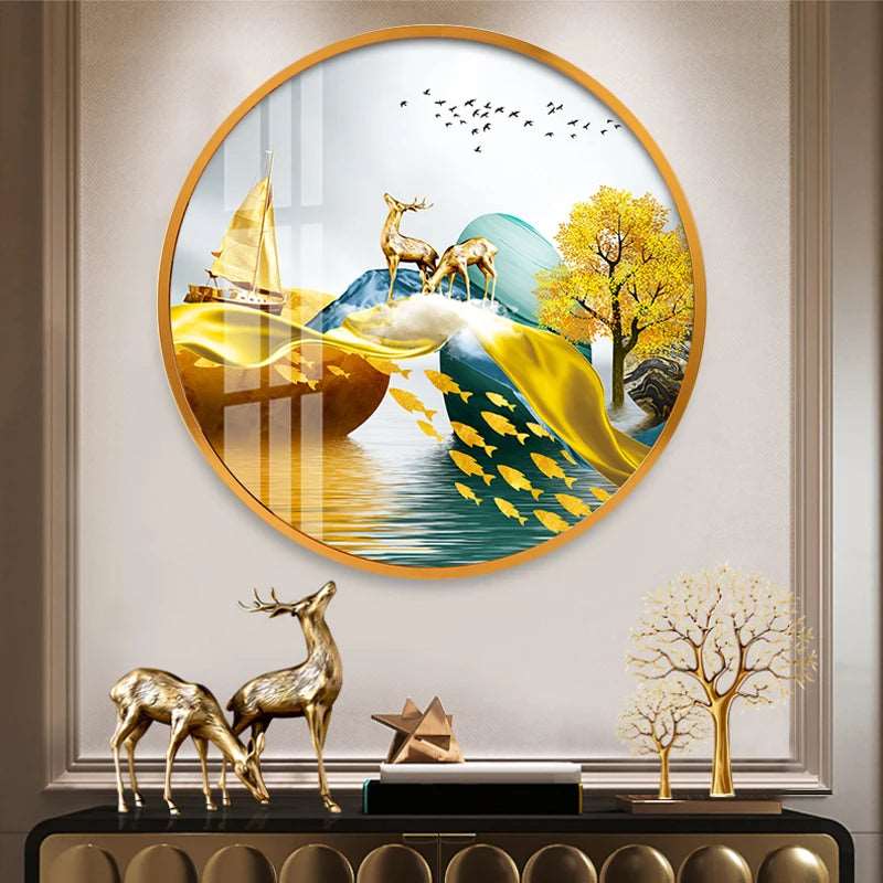 Round Wall Painting Crystal Porcelain - Bliss Vie