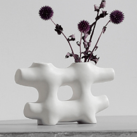 Abstract Hashtag Ceramic Vase | Home Decor cabinet Sleek Contemporary Sophisticated Unique Elegant Decorative Trendy stylish Minimalist Artistic Luxury Designer tabletop table decor accessories tableware living room decor coffee table decor