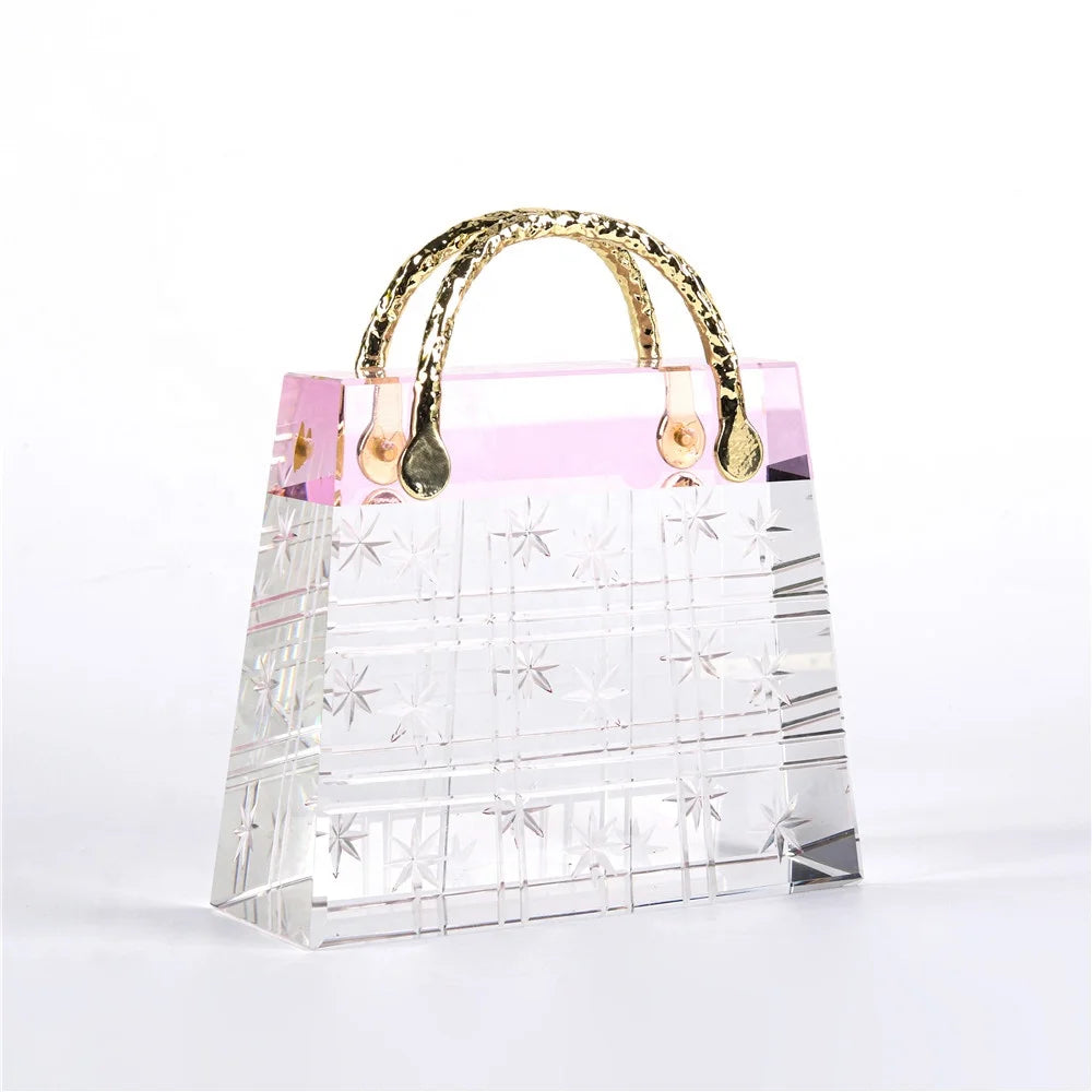 Bling Crystal Bag for Home Decor - Glamorous and Luxurious Accent Crystal Sleek Contemporary Sophisticated Unique Elegant Decorative Trendy stylish Chic Minimalist Artistic Luxury Designer tabletop table decor