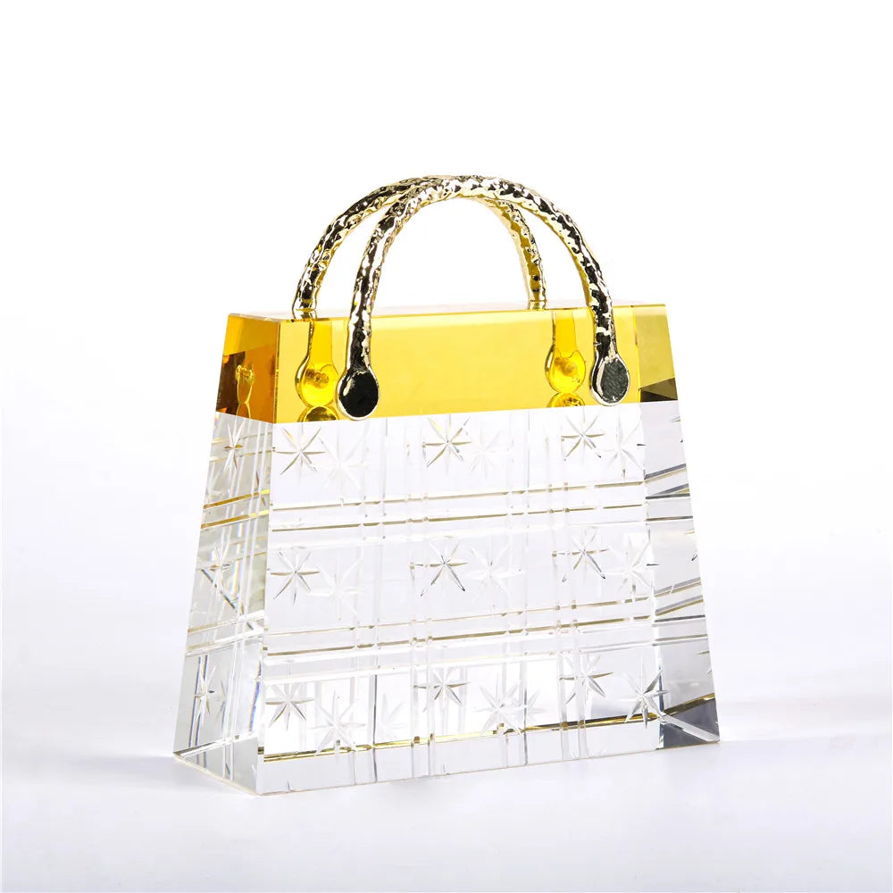 Bling Crystal Bag for Home Decor - Glamorous and Luxurious Accent Crystal Sleek Contemporary Sophisticated Unique Elegant Decorative Trendy stylish Chic Minimalist Artistic Luxury Designer tabletop table decor