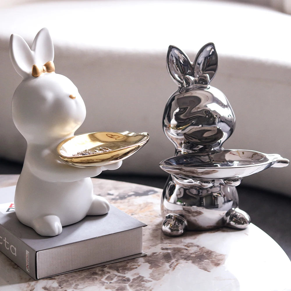 Cute Rabbit Figurine for Home Decor - Adorable Decor Accent cabinet Sleek Contemporary Sophisticated Unique Elegant Decorative Trendy stylish Minimalist Artistic Luxury Designer tabletop table decor accessories tableware living room decor coffee table decor