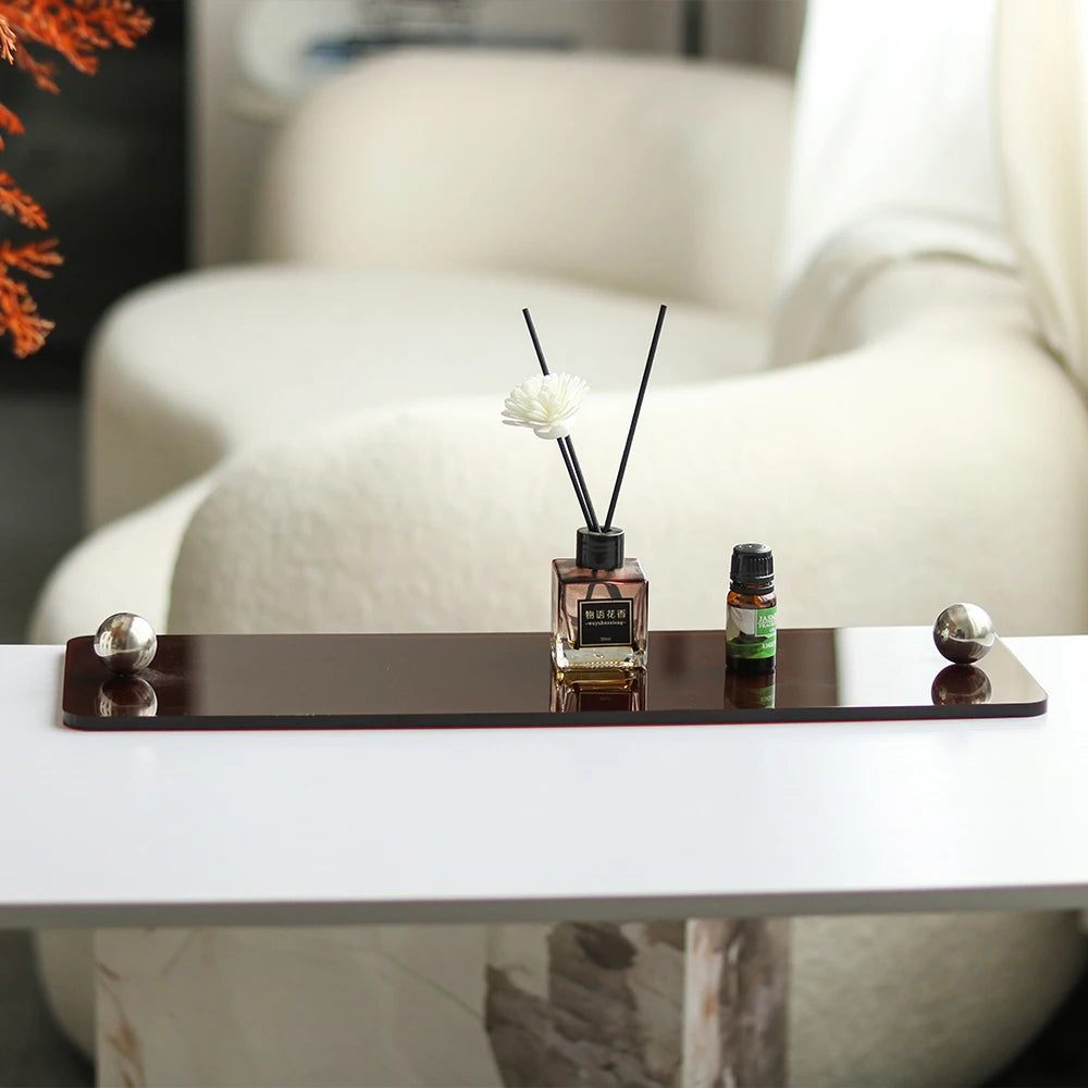 Nordic Metal Decorative Glass Tray - Bliss Vie