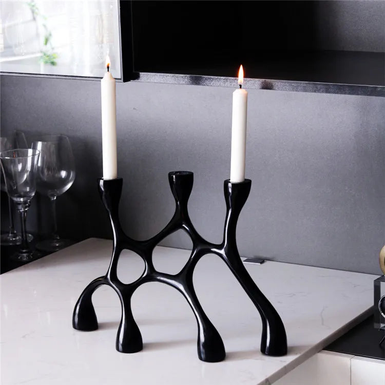 Cozy 3 Arm Candle Holder - Warm and Inviting Home Fragrance Accent Home Decor cabinet Sleek Contemporary Sophisticated Unique Elegant Decorative Trendy stylish Minimalist Artistic Luxury Designer tabletop table decor accessories tableware living room decor coffee table decor