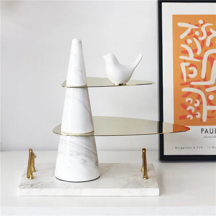 Artistic 2 Tier Cake Stand - Elegant Serving and Decor Piece Home Decor cabinet Sleek Contemporary Sophisticated Unique Elegant Decorative Trendy stylish Minimalist Artistic Luxury Designer tabletop table decor accessories tableware living room decor coffee table decor