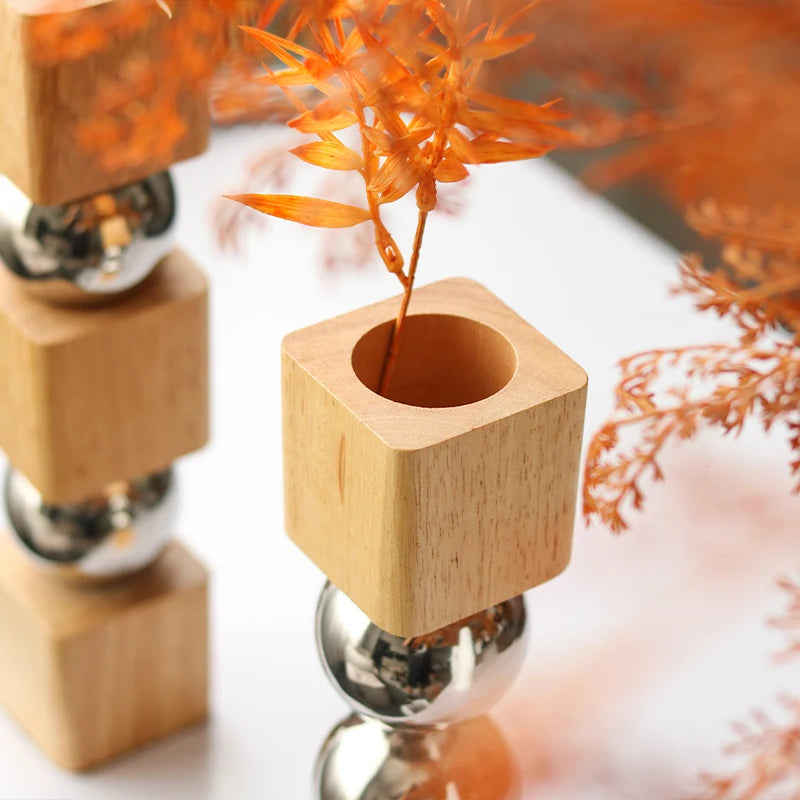 Nordic Style Modern Vase with Wooden Base - Minimalist Home Decor cabinet Sleek Contemporary Sophisticated Unique Elegant Decorative Trendy stylish Minimalist Artistic Luxury Designer tabletop table decor accessories tableware living room decor coffee table decor