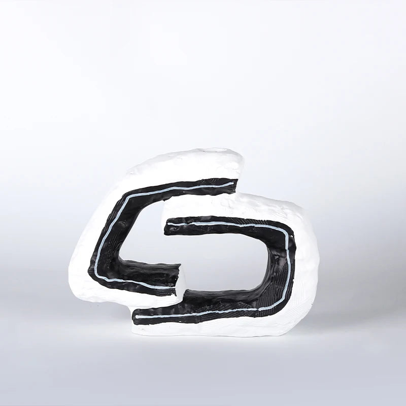 Eclectic Unique Black n White Black Vase - Artistic Vase Decor Home Decor cabinet Sleek Contemporary Sophisticated Unique Elegant Decorative Trendy stylish Minimalist Artistic Luxury Designer tabletop table decor accessories tableware living room decor coffee table decor