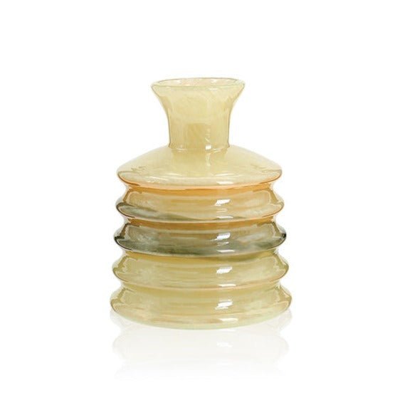 Beige Glass Vase Set - Versatile Elegance in Three Sizes Home Decor cabinet Sleek Contemporary Sophisticated Unique Elegant Decorative Trendy stylish Minimalist Artistic Luxury Designer tabletop table decor accessories tableware living room decor coffee table decor