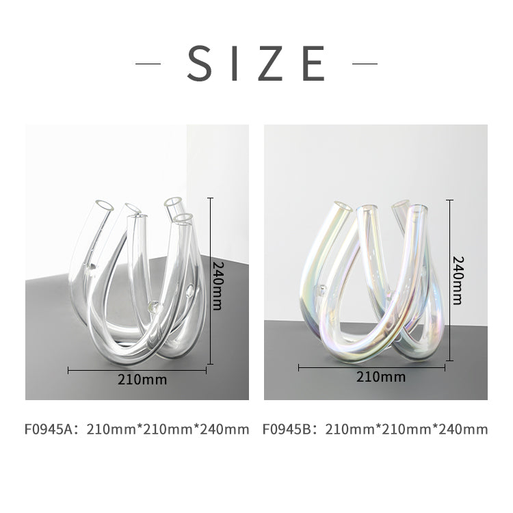 U shape transparent glass vase clear - Bliss Vie