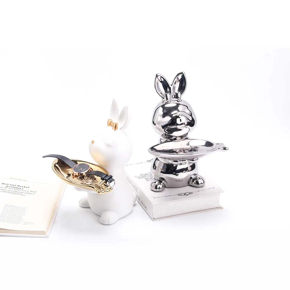 Cute Rabbit Figurine for Home Decor - Adorable Decor Accent cabinet Sleek Contemporary Sophisticated Unique Elegant Decorative Trendy stylish Minimalist Artistic Luxury Designer tabletop table decor accessories tableware living room decor coffee table decor