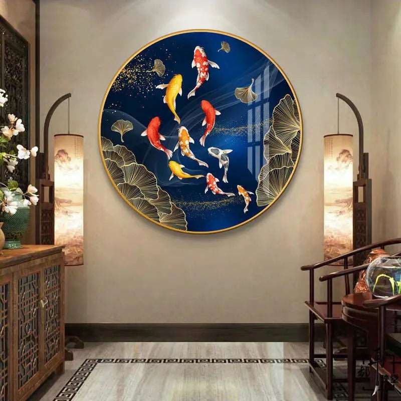 Fish Aquarium Wall Painting Round - Bliss Vie