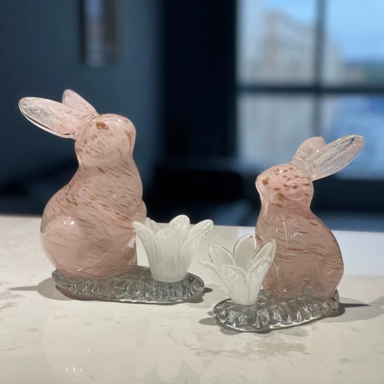 Whimsical Charm - Rabbit Glass Ornament for Playful Decor Home Decor cabinet Sleek Contemporary Sophisticated Unique Elegant Decorative Trendy stylish Minimalist Artistic Luxury Designer tabletop table decor accessories tableware living room decor coffee table decor