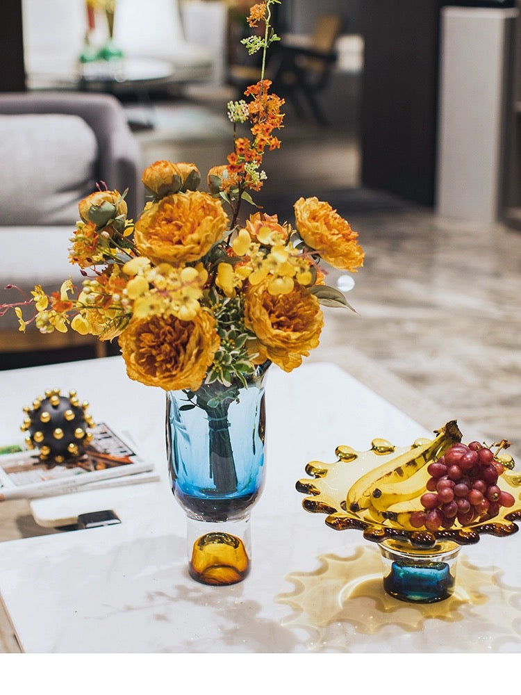 Elegance in Bloom - Blue Orchid Vase for Floral Displays Home Decor cabinet Sleek Contemporary Sophisticated Unique Elegant Decorative Trendy stylish Minimalist Artistic Luxury Designer tabletop table decor accessories tableware living room decor coffee table decor