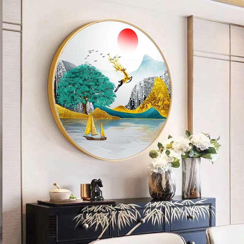 Round Wall Painting Crystal Porcelain - Bliss Vie