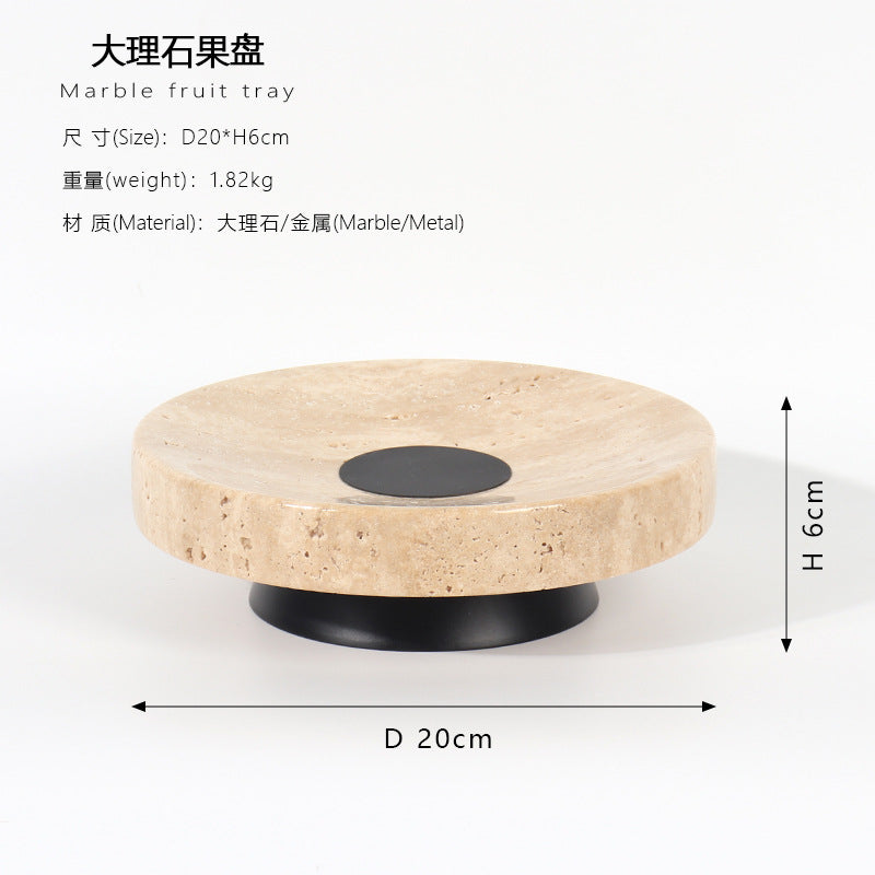 Travertine Round Fruit Plate - Bliss Vie