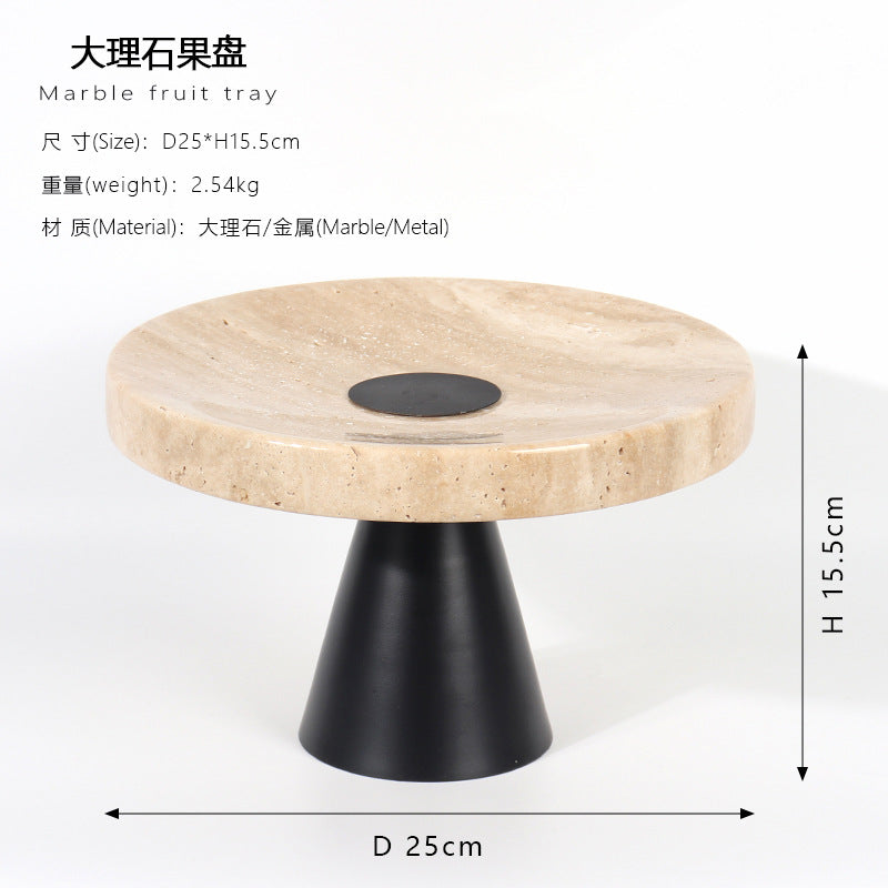 Travertine Round Fruit Plate - Bliss Vie