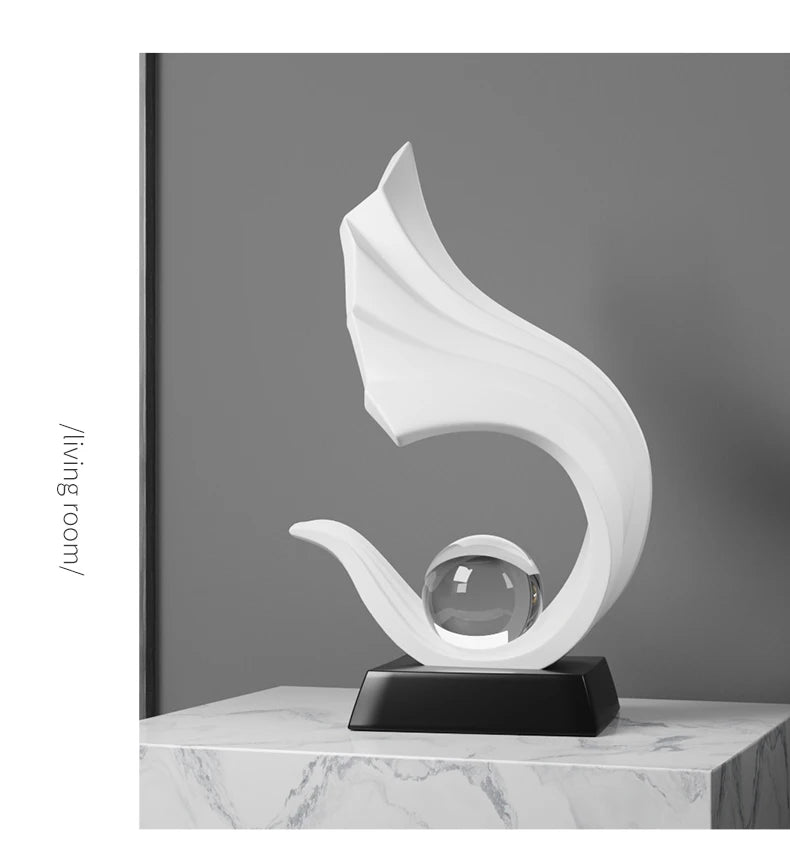 Nordic Style Irregular Wave Statue Crystal Ball - Bliss Vie