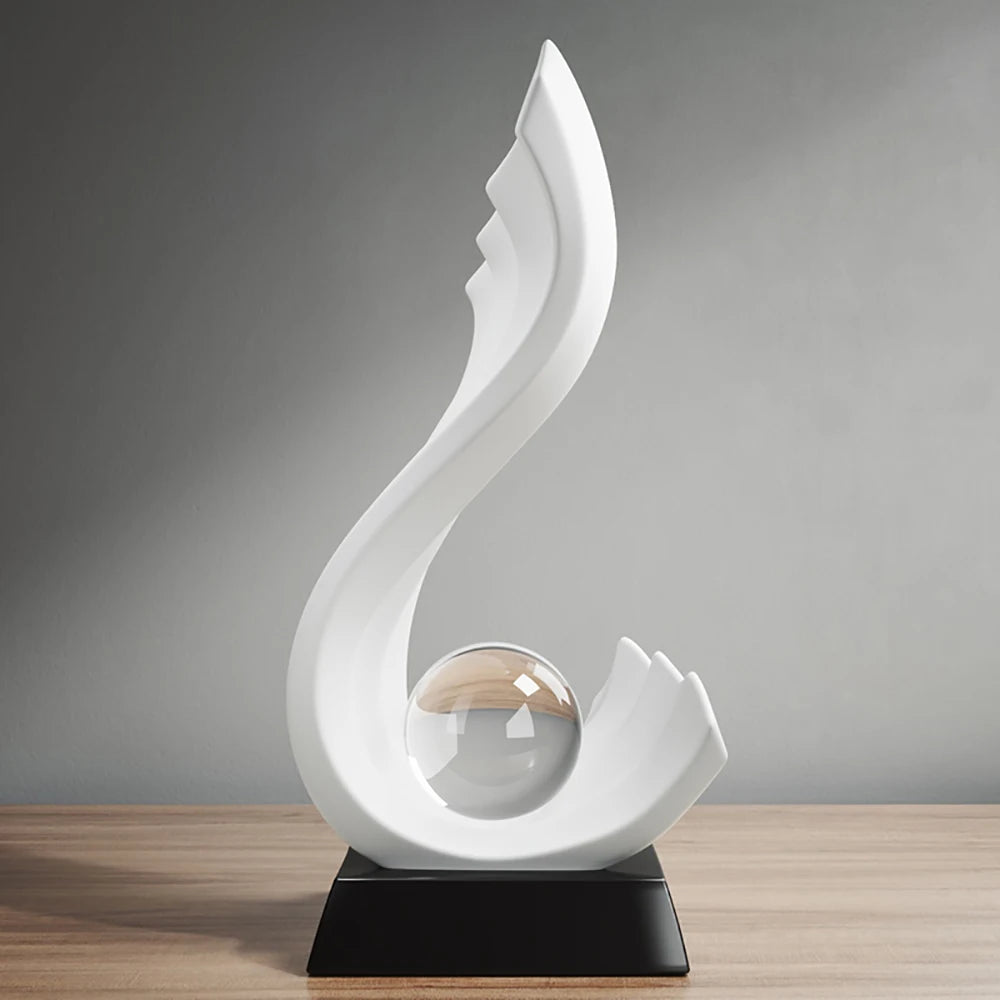 Nordic Style Irregular Wave Statue Crystal Ball - Bliss Vie