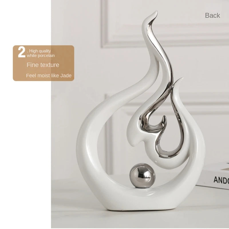 Fire-shaped Ceramic Sculpture - Elemental Home Decor Accent cabinet Sleek Contemporary Sophisticated Unique Elegant Decorative Trendy stylish Minimalist Artistic Luxury Designer tabletop table decor accessories tableware living room decor coffee table decor
