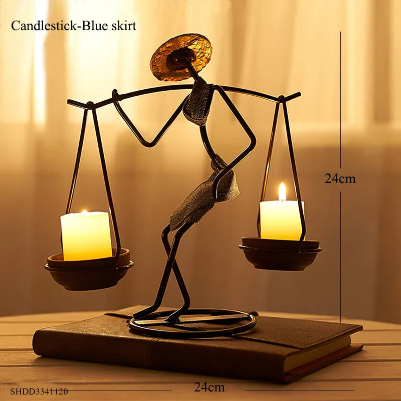 Unique Figurines Candlestick - Artistic Candle Holder Decor Home Decor cabinet Sleek Contemporary Sophisticated Unique Elegant Decorative Trendy stylish Minimalist Artistic Luxury Designer tabletop table decor accessories tableware living room decor coffee table decor