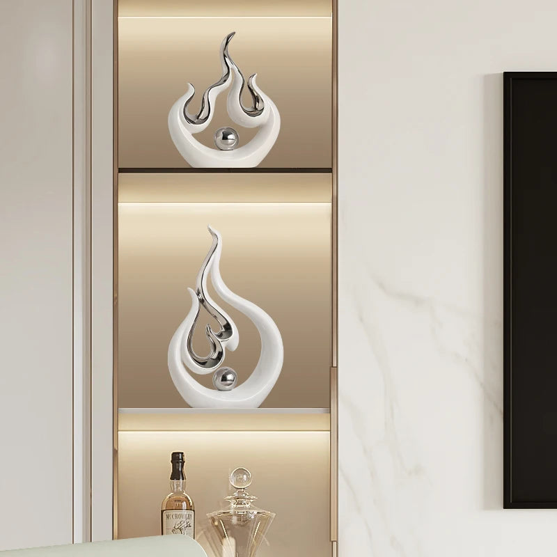 Fire-shaped Ceramic Sculpture - Elemental Home Decor Accent cabinet Sleek Contemporary Sophisticated Unique Elegant Decorative Trendy stylish Minimalist Artistic Luxury Designer tabletop table decor accessories tableware living room decor coffee table decor