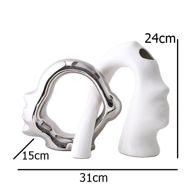 Cuddle Face Vase | Whimsical Ceramic Decor Home Decor cabinet Sleek Contemporary Sophisticated Unique Elegant Decorative Trendy stylish Minimalist Artistic Luxury Designer tabletop table decor accessories tableware living room decor coffee table decor