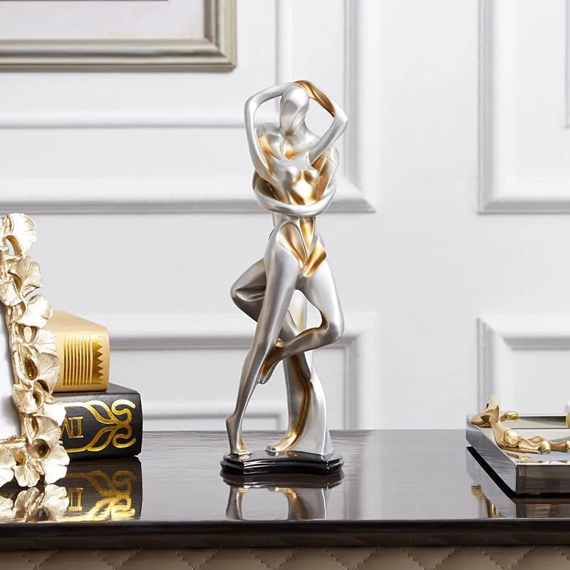 Abstract Embrace Dancer Sculpture - Graceful Dance Home Decor cabinet Sleek Contemporary Sophisticated Unique Elegant Decorative Trendy stylish Minimalist Artistic Luxury Designer tabletop table decor accessories tableware living room decor coffee table decor