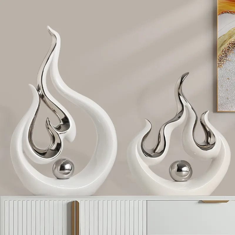 Fire-shaped Ceramic Sculpture - Elemental Home Decor Accent cabinet Sleek Contemporary Sophisticated Unique Elegant Decorative Trendy stylish Minimalist Artistic Luxury Designer tabletop table decor accessories tableware living room decor coffee table decor
