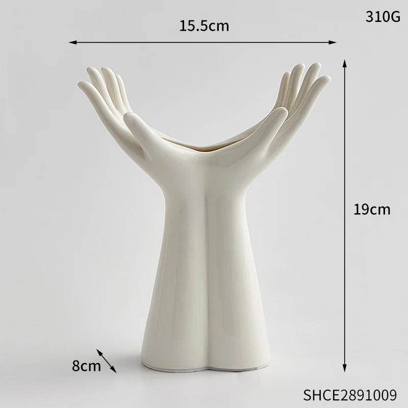 Modern Fist and Hands Vase - Striking Home Decor Vase cabinet Sleek Contemporary Sophisticated Unique Elegant Decorative Trendy stylish Minimalist Artistic Luxury Designer tabletop table decor accessories tableware living room decor coffee table decor