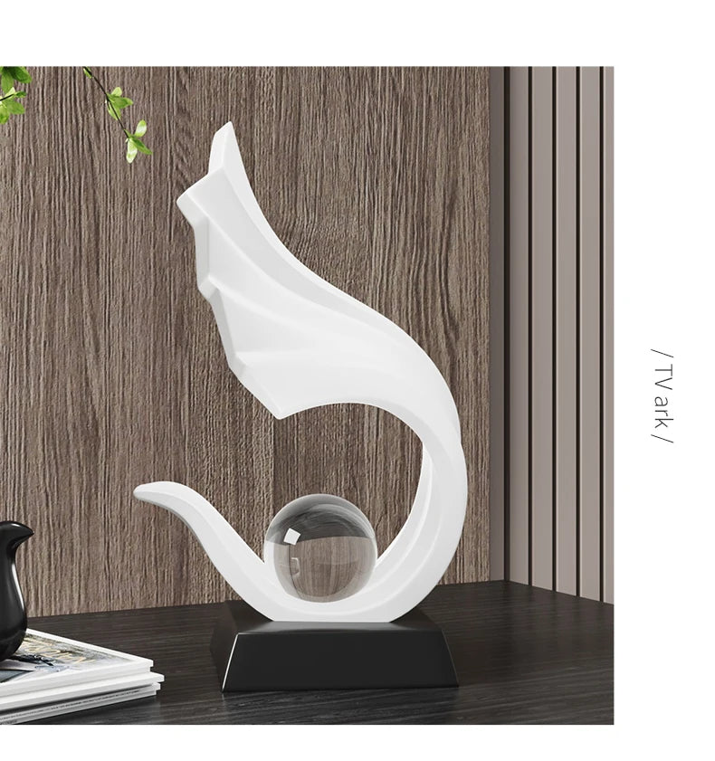 Nordic Style Irregular Wave Statue Crystal Ball - Bliss Vie