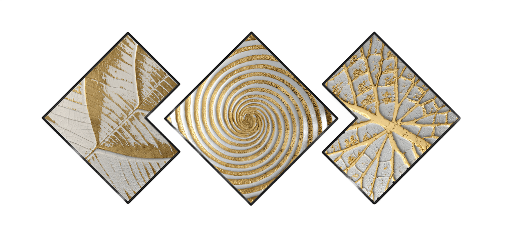 Black & Gold Geometric Wall Painting (50x50 cm - Set of 3) - Bliss Vie