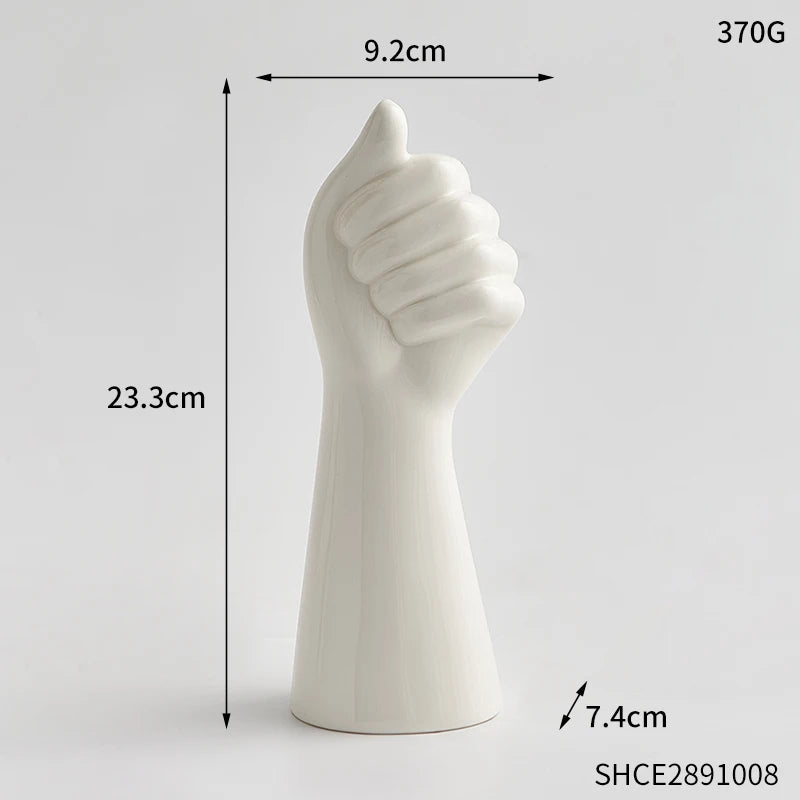 Modern Fist and Hands Vase - Striking Home Decor Vase cabinet Sleek Contemporary Sophisticated Unique Elegant Decorative Trendy stylish Minimalist Artistic Luxury Designer tabletop table decor accessories tableware living room decor coffee table decor