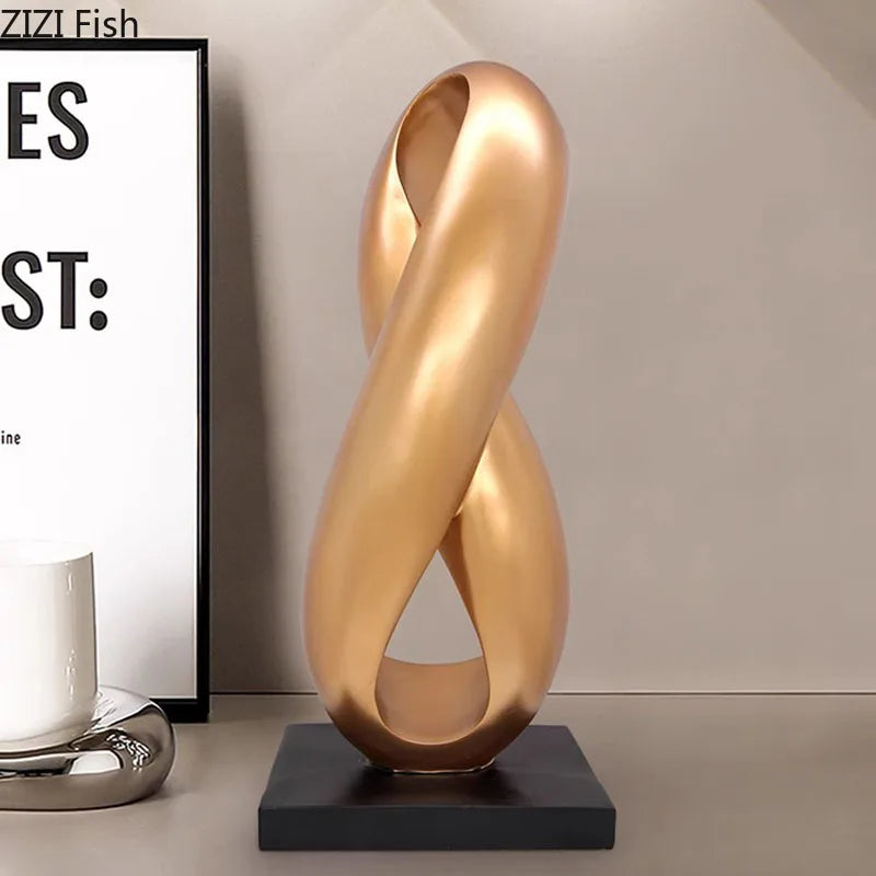 Creative Golden Ribbon Statue Ornaments Desk Decoration - Bliss Vie