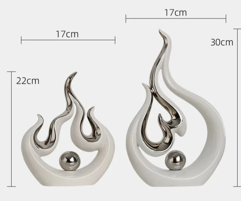 Fire-shaped Ceramic Sculpture - Elemental Home Decor Accent cabinet Sleek Contemporary Sophisticated Unique Elegant Decorative Trendy stylish Minimalist Artistic Luxury Designer tabletop table decor accessories tableware living room decor coffee table decor